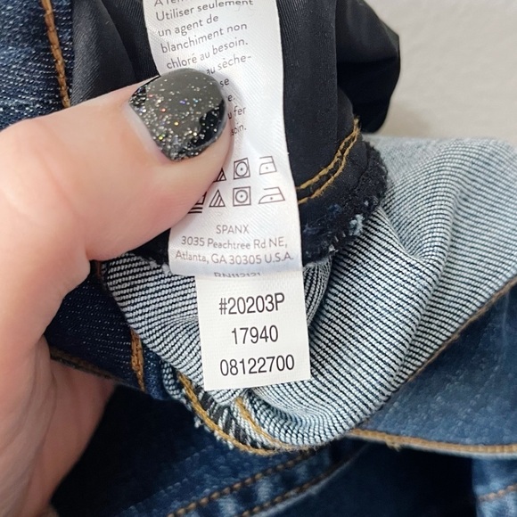 Spanx Distressed Denim Legging Jeans Medium Blue Wash Raw Hem Plus Size 2X NEW - Picture 14 of 14